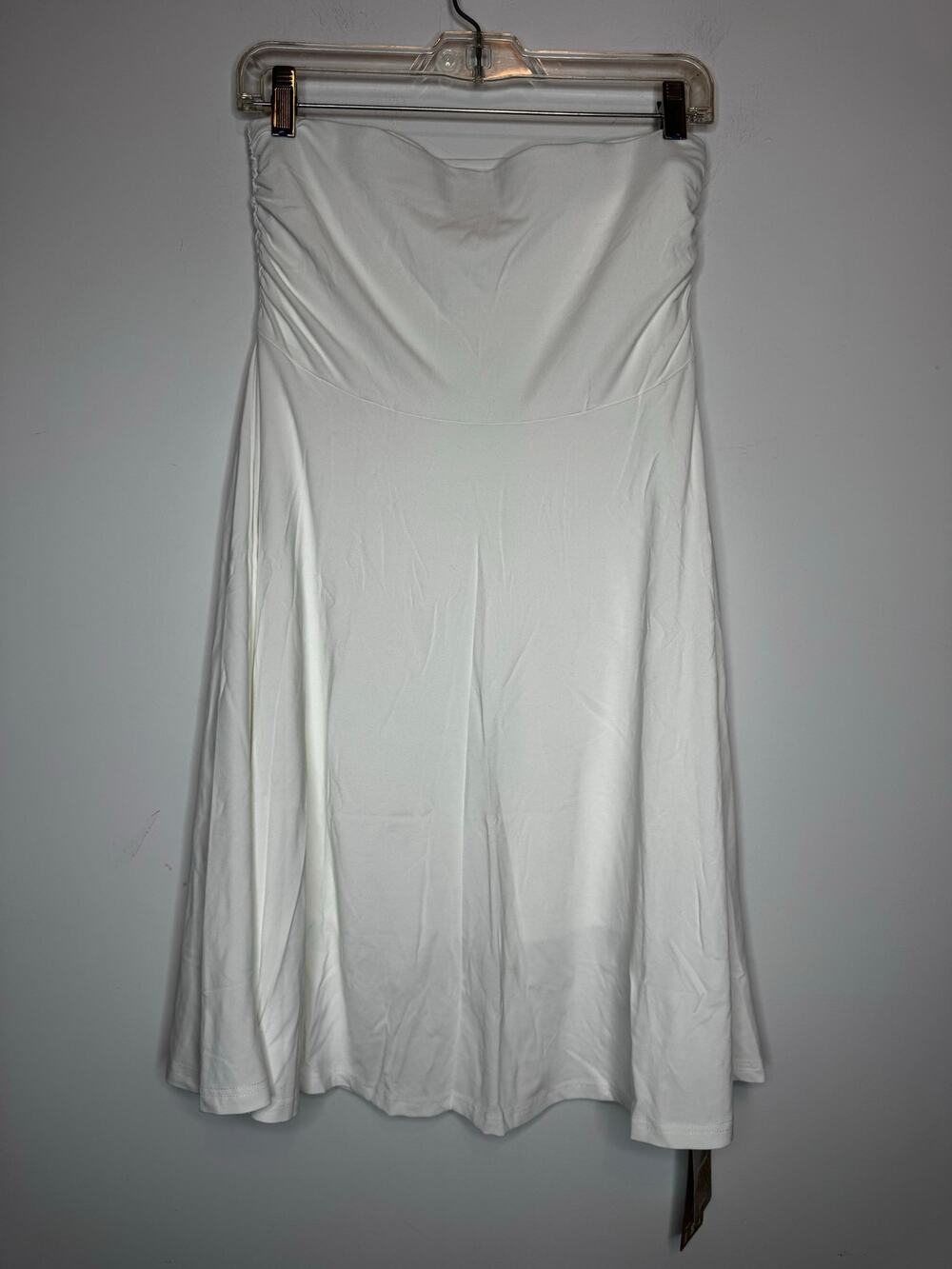OGLmove Pure White Flowy Side Ruched A-Line Midi Skirt Size XS New